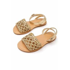 J. Crew Crewcuts Girls Open Weave Sandals Size K13 Metallic Gold Multi NWT BY295